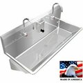 Best Sheet Metal. BSM Inc. Stainless Steel Sink, 2 Station w/Electronic Faucets, Wall Mounted 48" L X 20" W X 8" D 021E48208B